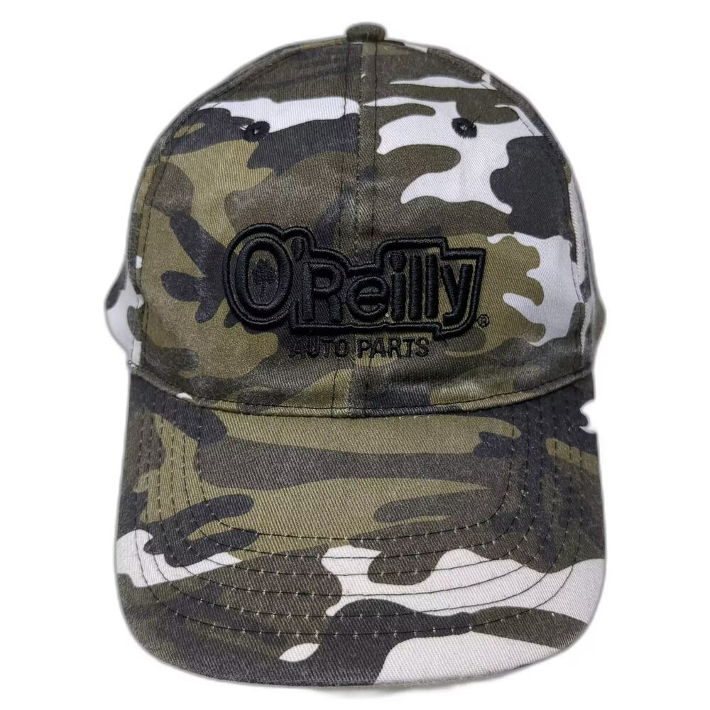 O'Reilly Baseball Cap Green Black Strapback Hat OS Embroidered Camo Adjustable